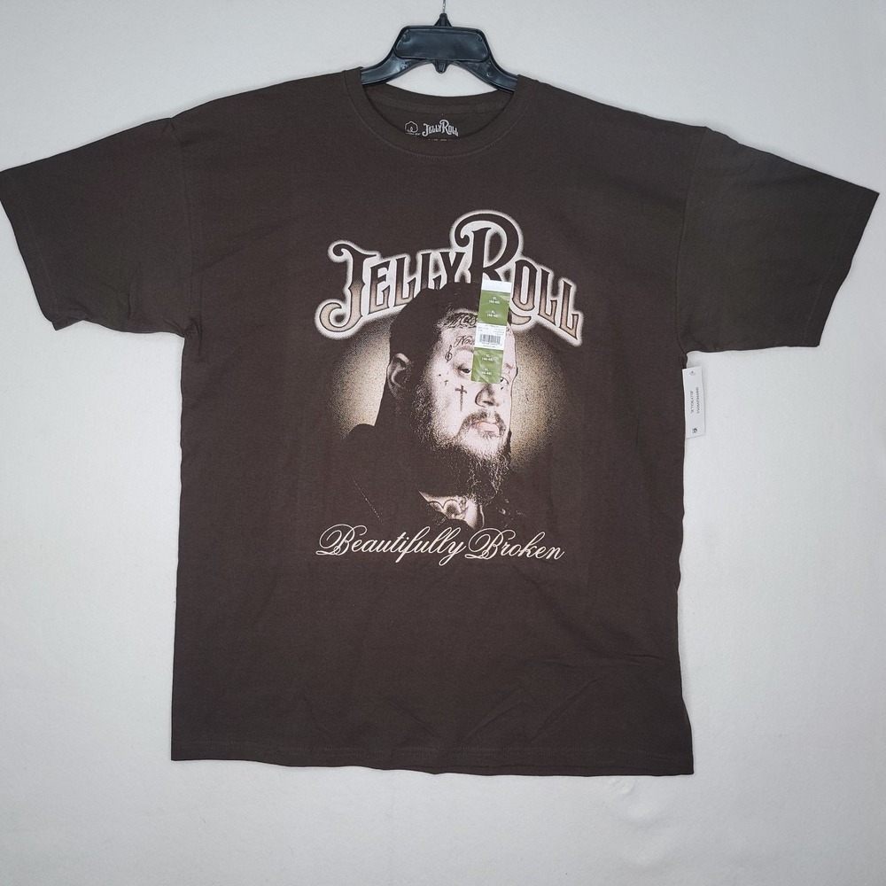 Jelly Roll T-Shirt Mens XL Brown Beautifully Broken Country Music Album Tour NWT